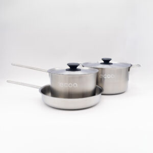 ecoa stainless steel cookware set - 28cm pan, 4l pot and 6l pot