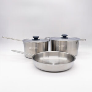 ecoa stainless steel cookware set - 28cm pan, 4l pot and 6l pot